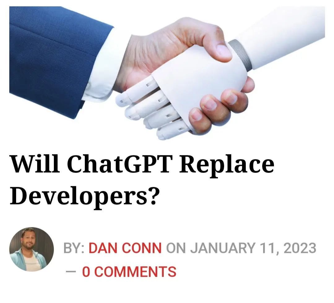 Cover shot of Will ChatGPT replace developes by Dan Conn in devops.com