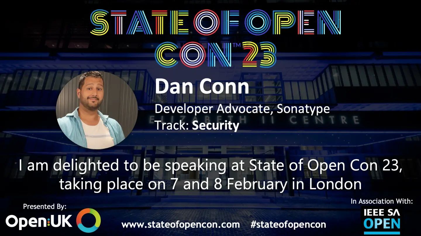 Speaker Card for Dan Conn speaking at State of Open Con